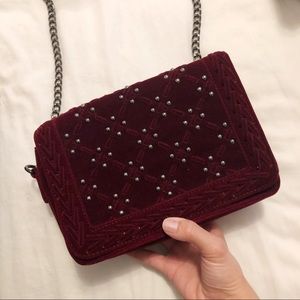 Maroon Velvet Bag